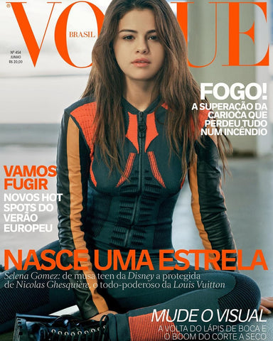 VOGUE Magazine Brazil June 2016 cover featuring Selena Gomez, with additional images of other featured artists inside the magazine.