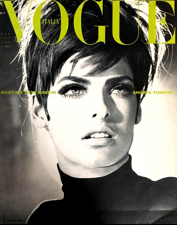 VOGUE Magazine Italia February 1990 LINDA EVANGELISTA Christy Turlingt VOGUE Magazine Italia February 1990 LINDA EVANGELISTA Christy Turlingt