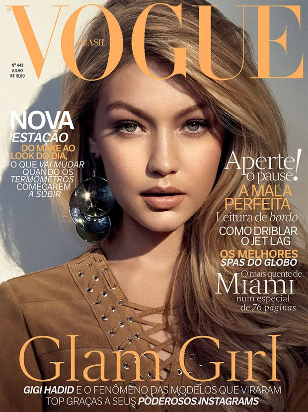 VOGUE Brazil Magazine July 2015 GIGI HADID Lais Ribeiro YANA TRUFANOVA Like New