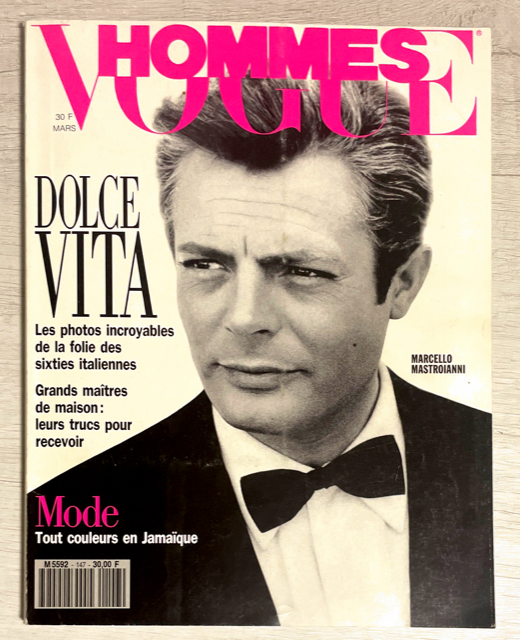 VOGUE Hommes Magazine March 1992 MARCELLO MASTROIANNI