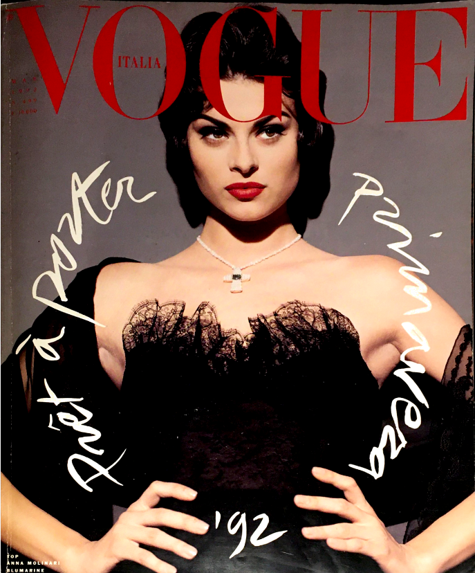 VOGUE Magazine Italia March 1992 MAGALI AMADEI Karen Mulder LINDA EVAN