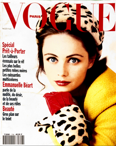 VOGUE Paris Magazine August 1991 EMMANUELLE BEART Nadja Auermann HEATHER STEWART WHYTE