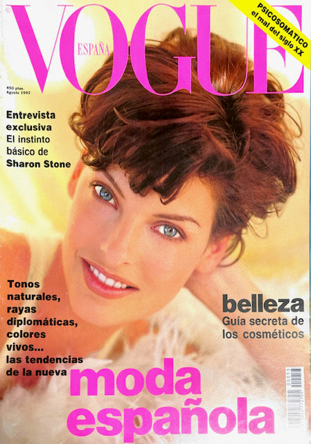 VOGUE Magazine Spain August 1992 LINDA EVANGELISTA Carla Bruni SHARON STONE