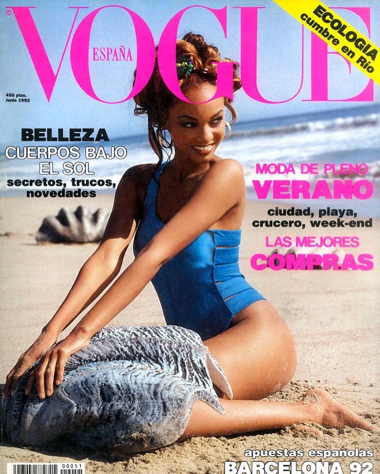 VOGUE Magazine Spain June 1992 TYRA BANKS Amber Valletta SIMONETTA GIANFELICI