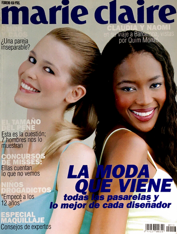 Marie Claire Magazine Spain February 1997 NAOMI CAMPBELL Claudia Schiffer EMMANUELLE BEART