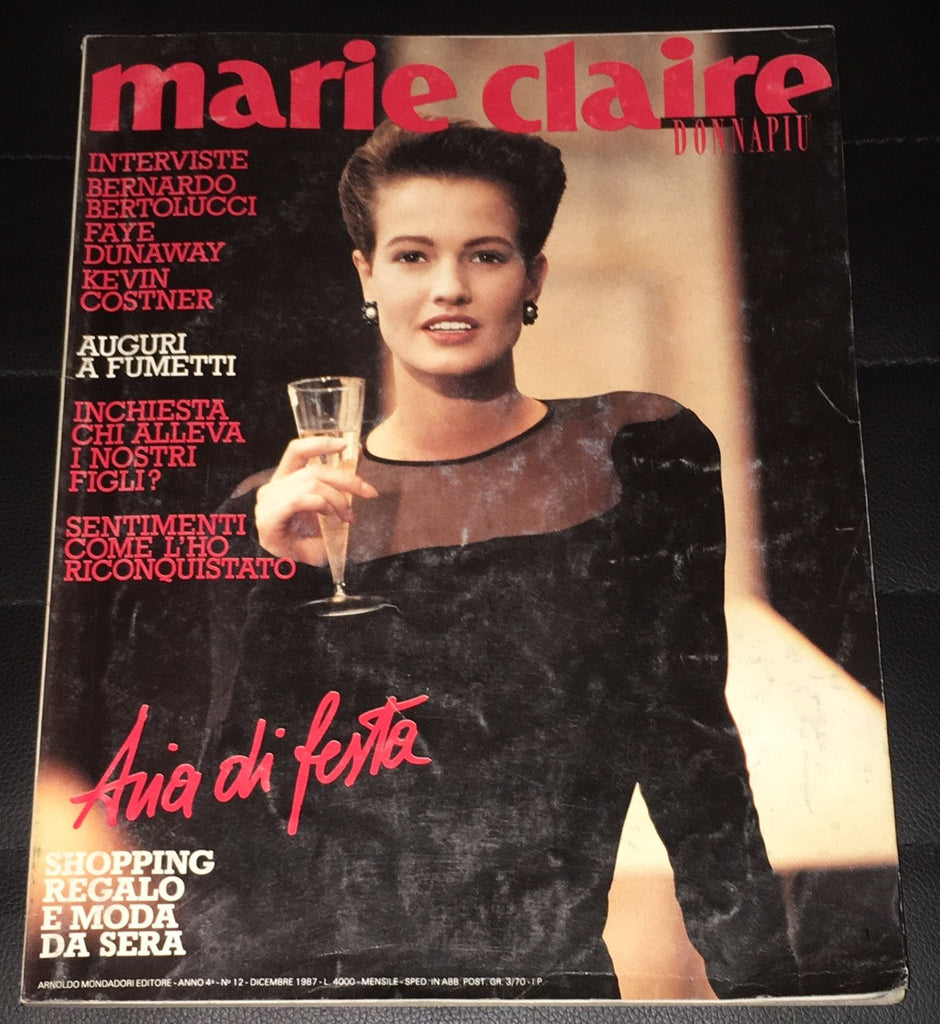 Marie Claire Magazine Italy December 1987 Meghan Douglas CARLA BRUNI Kevin Costner FAYE DUNAWAY