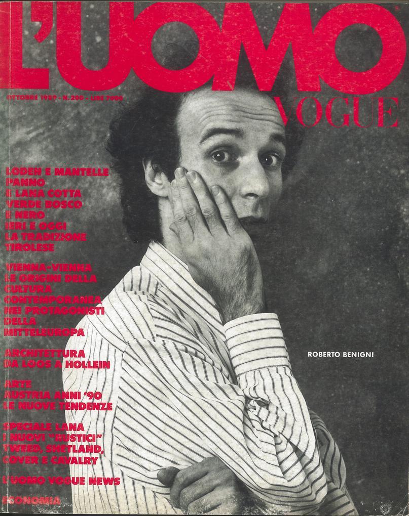 L'UOMO VOGUE Magazine Vintage October 1989 Roberto Benigni MICHAEL ROBERTS Horst