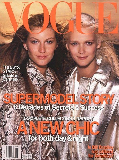 VOGUE US Magazine January 2000 GISELE BUNDCHEN Carmen Kass KATE MOSS Angela Lindvall