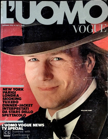 L'UOMO VOGUE Magazine December 1982 WILLIAM HURT Charlotte Rampling PETER LINDBERGH