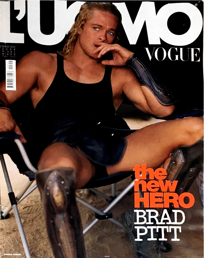 May 2004 Text L'UOMO VOGUE Magazine May 2004 BRAD PITT 70 pages tribute by STEVEN KL