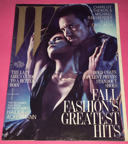 W magazine August 2012 MICHAEL FASSBENDER Charlize Theron FETISH Leather