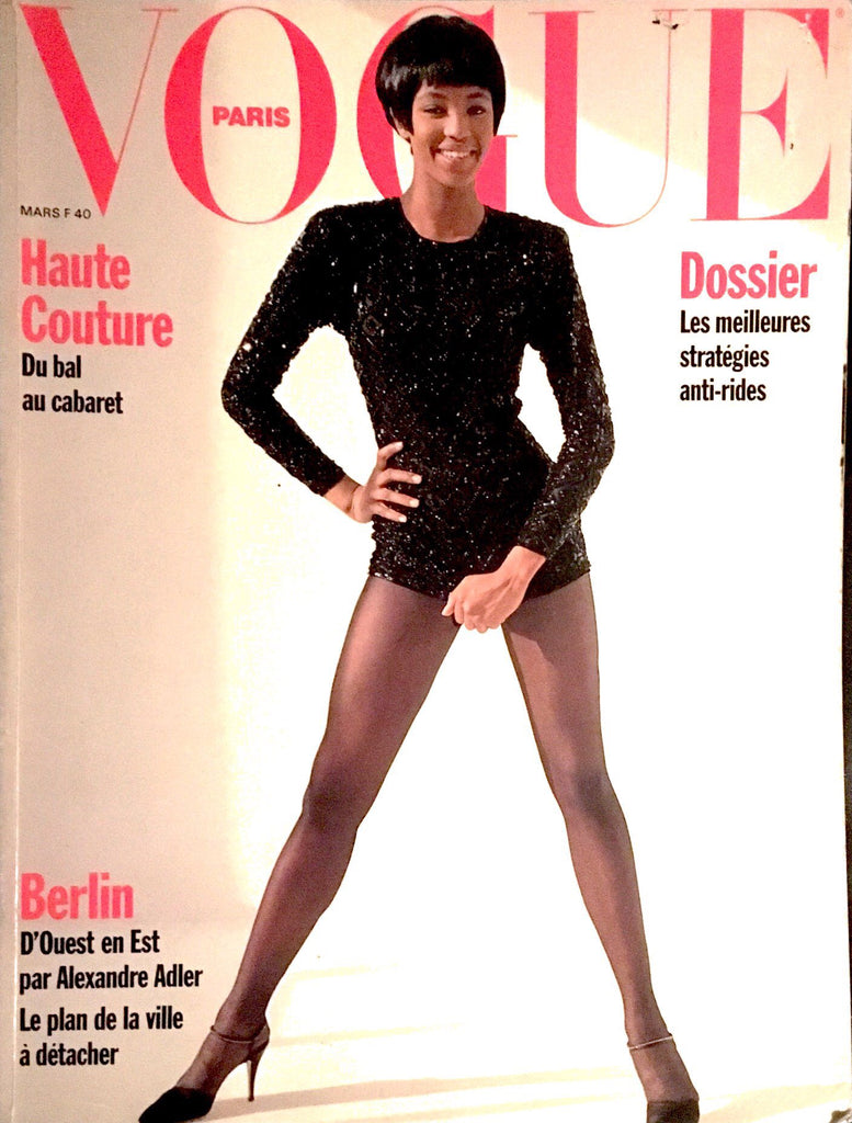 VOGUE Paris Magazine March 1990 NAOMI CAMPBELL Claudia Schiffer KIRSTEN OWEN Yasmeen Ghauri