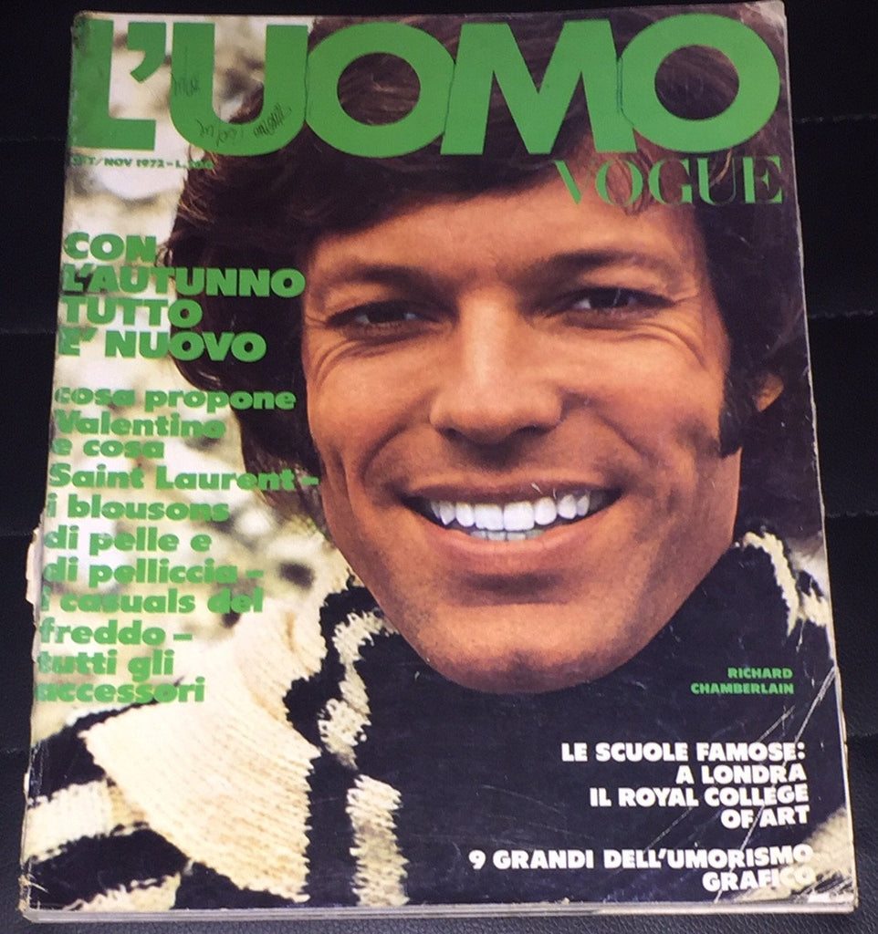 L'UOMO VOGUE Vintage Magazine October 1972 RICHARD CHAMBERLAIN James Baes