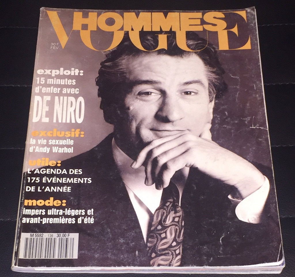 VOGUE Hommes Vintage Magazine February 1991 ROBERT DE NIRO Carla Bruni