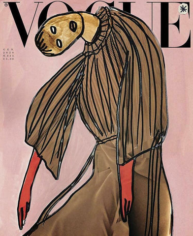 Vogue Italia Magazine January 2020 Vanessa Beercroft. Dress by GUCCI