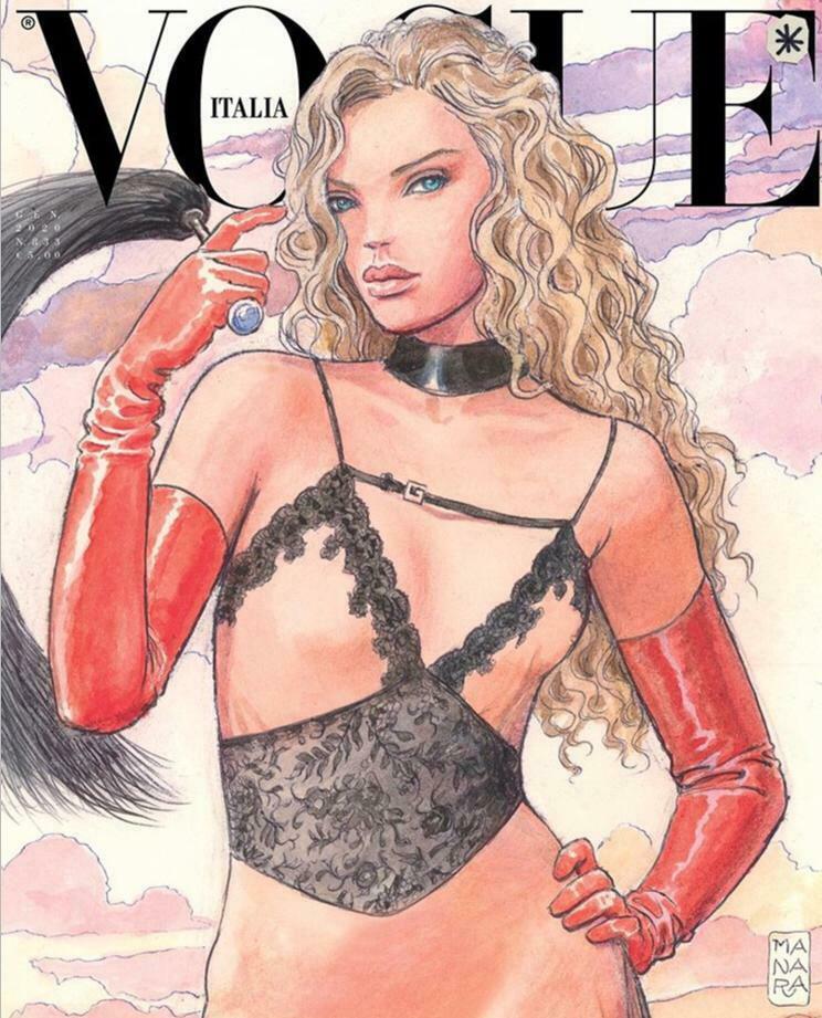 Vogue Italia Magazine January 2020 Milo Manara featuring Olivia Vinten